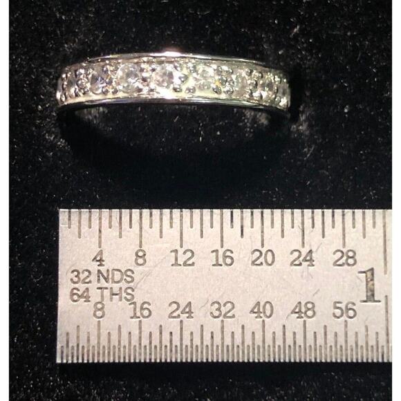 Rhodium over 925 Sterling Silver with Cubic Zirconia Encrusted Band, Size 5 - Picture 4 of 6